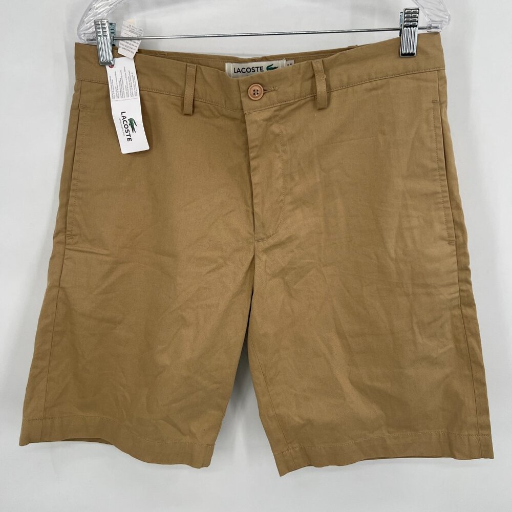 Lacoste Men's Flat Front Chino Shorts in Khaki